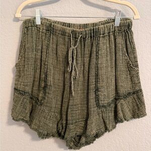 Free People FP One Olive Textured Drawstring Shorts – Size L